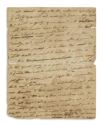 LETTER ON THE FEDERAL CONSTITUTION SIGNED A FEDERALIST NOAH WEBSTER. Autograph Manuscript Signed, A Federa...
